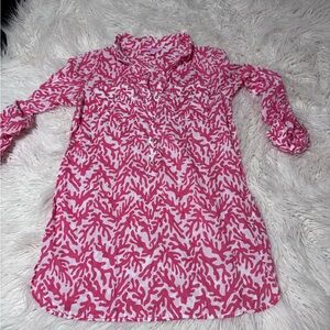 Lilly Pulizer Captiva Tunic Size Small Coral Shirt Dress Coverup Cotton